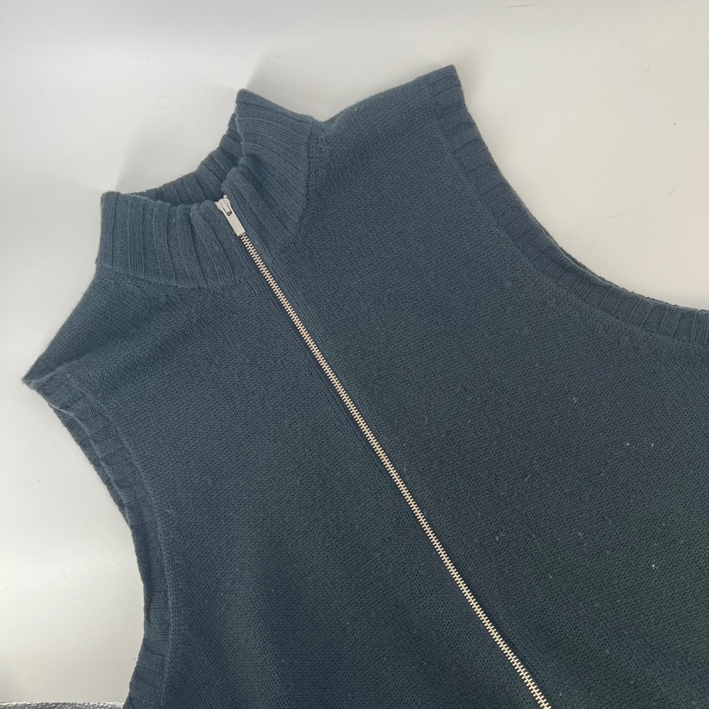 Vintage 90s Banana Republic Merino Wool Sweater Vest Mens L Charcoal Gray Zip - Picture 1 of 6